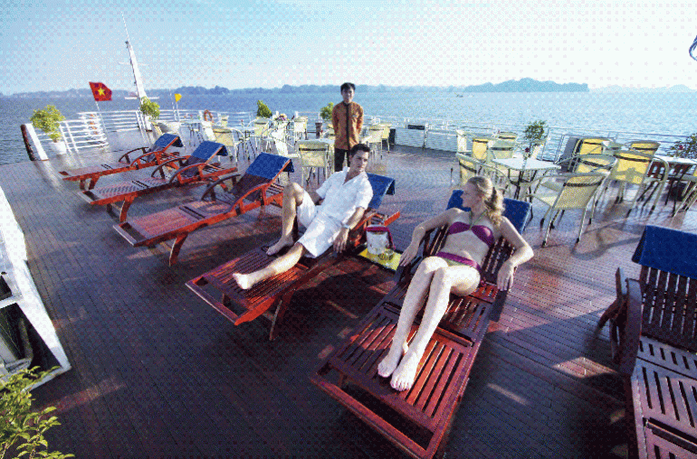 Relaxing on sundeck